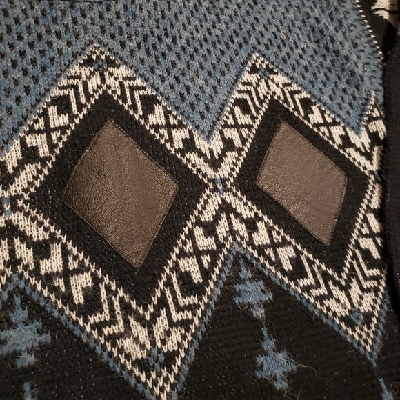 Uniform Code Sweater Long Sleeve Vintage Leather Blue Black Women's L Pre-owned - Picture 3 of 7